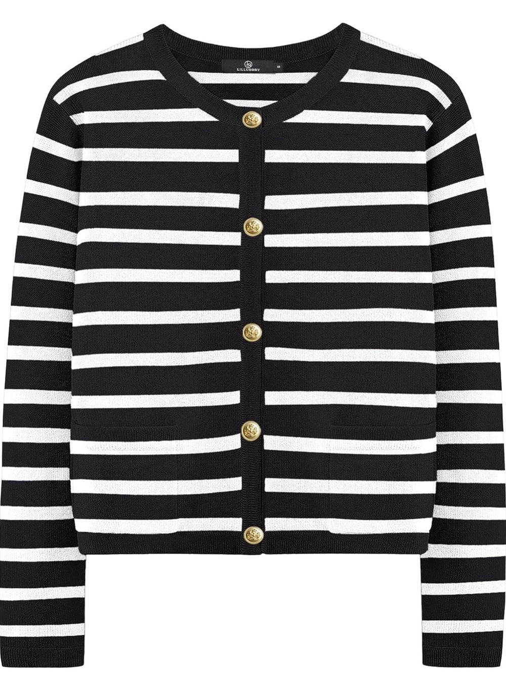 Lillusory Black & White Cardigan Gold Buttons NWT Medium